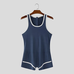 details of dark blue Men’s Ace Contrast-Trim Bodysuit – pridevoyageshop.com – gay men’s harness, lingerie and fetish wear