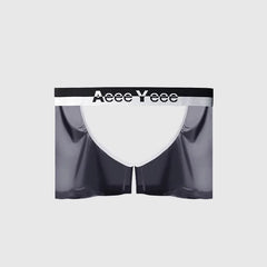 details of dark gray boxer Men’s Outlaw Open-Back Chaps Boxer Briefs – pridevoyageshop.com – gay men’s sexy swim briefs, trunks, board shorts, and bikinis