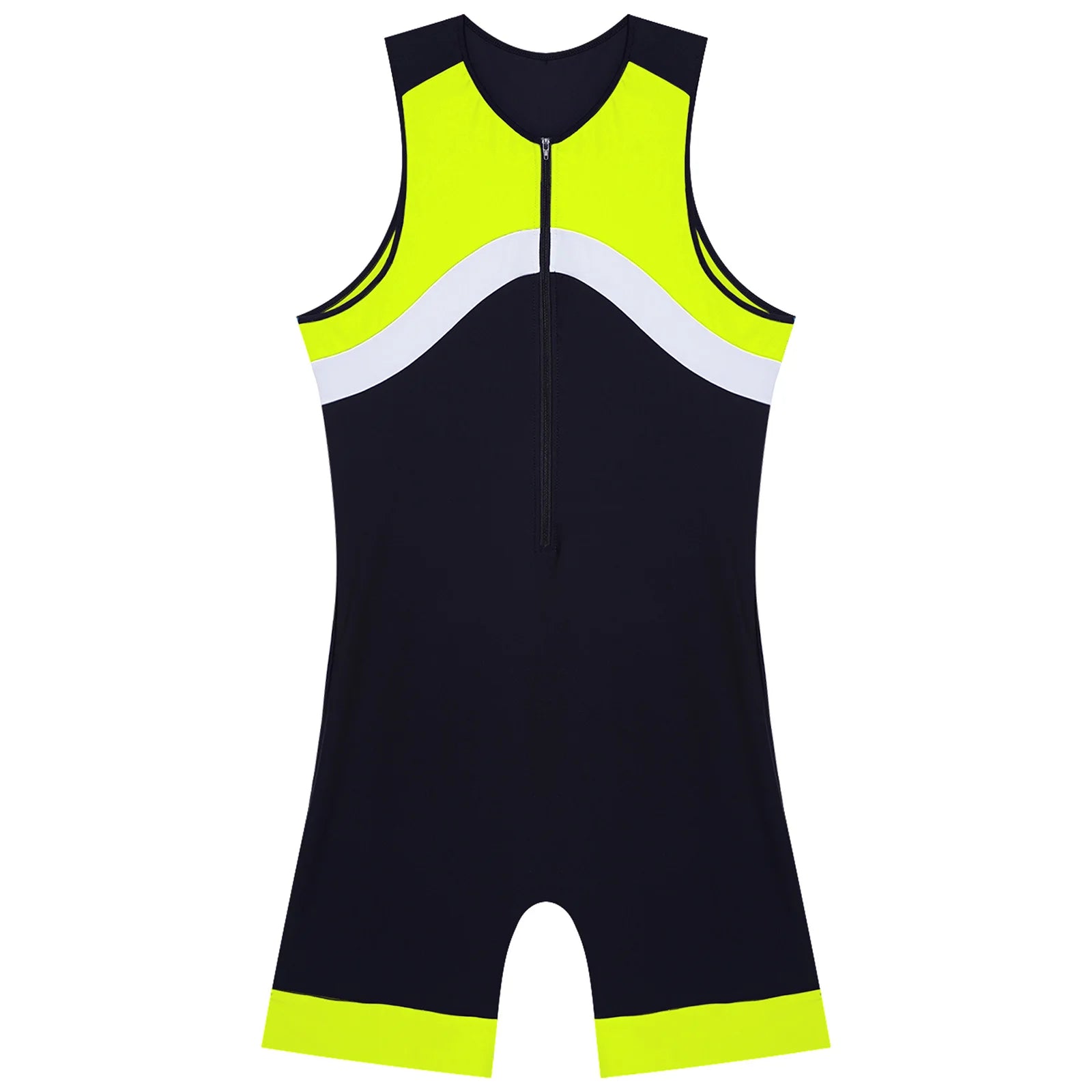 details of fluorescent green Men’s Undertow Wave-Zip Bodysuit – pridevoyageshop.com – gay men’s harness, lingerie and fetish wear