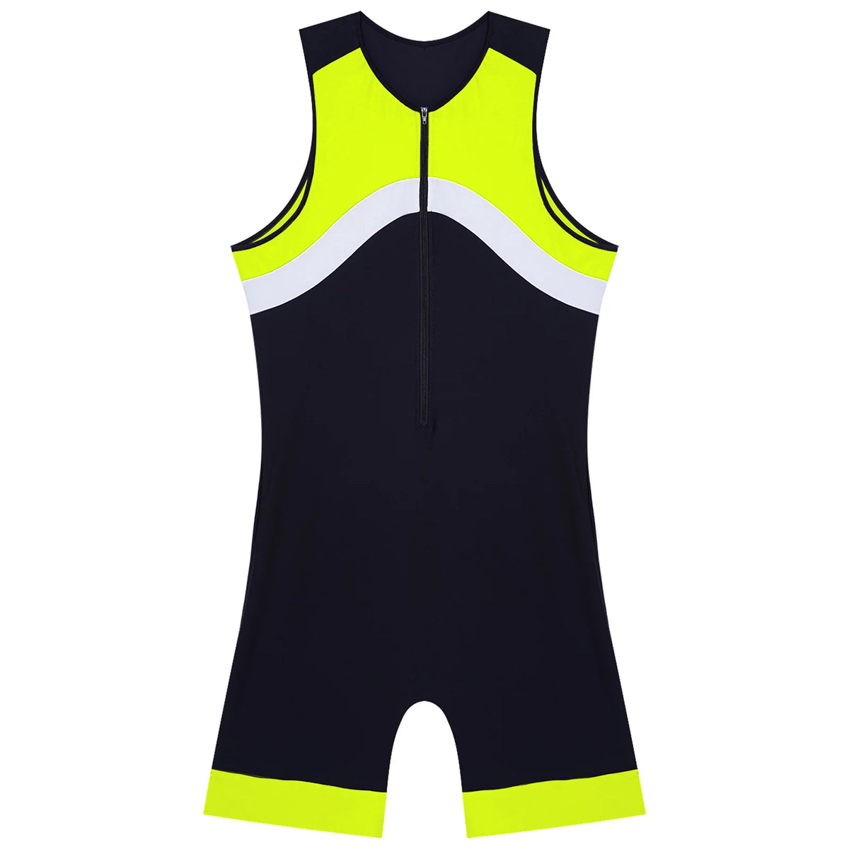 details of fluorescent green Men’s Undertow Wave-Zip Bodysuit – pridevoyageshop.com – gay men’s harness, lingerie and fetish wear