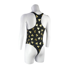 details of gold Poison Kiss Racerback Leotard – pridevoyageshop.com – gay men’s harness, lingerie and fetish wear