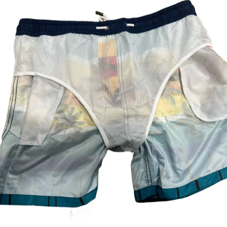 details of gradient stripes Men’s Cruise Control Fire Island Swim Shorts – pridevoyageshop.com – gay men’s sexy swim briefs, trunks, board shorts, and bikinis