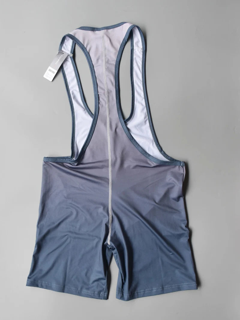 details of gray Men’s Fever Dream Ombré Singlet – pridevoyageshop.com – gay men’s harness, lingerie and fetish wear