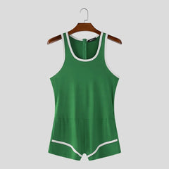 details of green Men’s Ace Contrast-Trim Bodysuit – pridevoyageshop.com – gay men’s harness, lingerie and fetish wear
