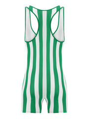 details of green Men’s Candy Striper Vintage Stripe Singlet – pridevoyageshop.com – gay men’s harness, lingerie and fetish wear