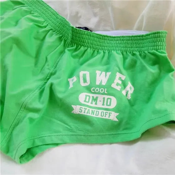 details of green Men’s Hunt Mode Low-Rise Gym Shorts – pridevoyageshop.com – gay men’s sexy swim briefs, trunks, board shorts, and bikinis