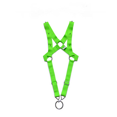 details of green Men’s Menace Spiked Harness – pridevoyageshop.com – gay men’s harness, lingerie and fetish wear