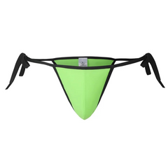 details of green Men’s Werk It Tie-Up Swim Bikini Thong – pridevoyageshop.com – gay men’s sexy swim briefs, trunks, board shorts, and bikinis