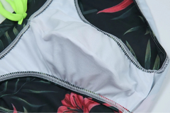 details of green leaf Men’s Rip Me Off Swim Briefs - pridevoyageshop.com - gay men’s sexy swim briefs, trunks, board shorts, and bikinis