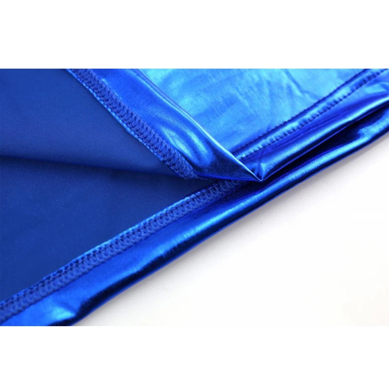 details of holographic metallic short sleeve tee displayed flat – pridevoyageshop.com – gay men’s gym tank tops mesh tank tops activewear clubwear fashion tops