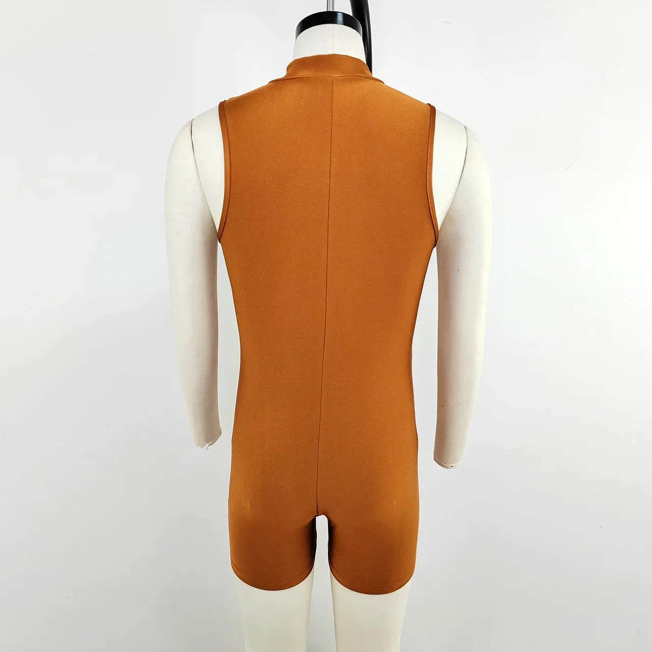 details of khaki Aerobicide Zip-Access Bodysuit – pridevoyageshop.com – gay men’s harness, lingerie and fetish wear
