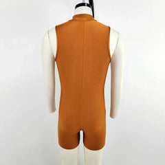 details of khaki Aerobicide Zip-Access Bodysuit – pridevoyageshop.com – gay men’s harness, lingerie and fetish wear