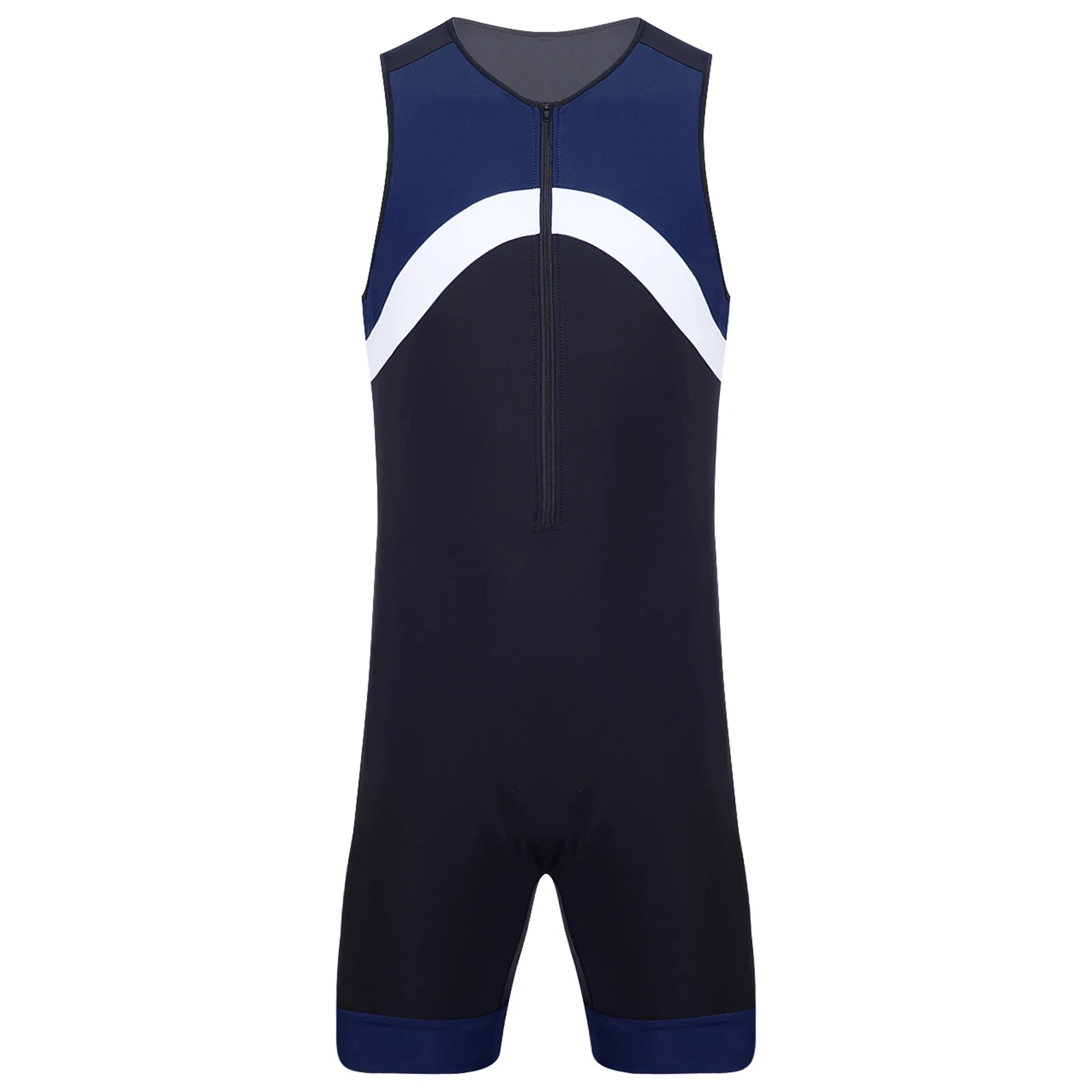 details of navy blue Men’s Undertow Wave-Zip Bodysuit – pridevoyageshop.com – gay men’s harness, lingerie and fetish wear
