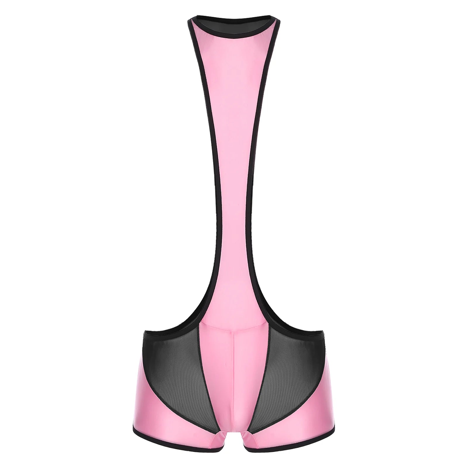 details of pink Men’s Glimpse Cutout Mesh Singlet – pridevoyageshop.com – gay men’s harness, lingerie and fetish wear