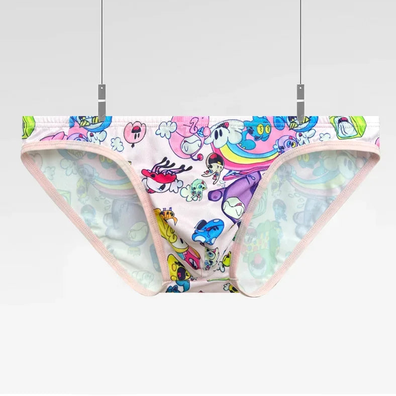details of pink Men’s Toon Riot Swim Bikini Briefs – pridevoyageshop.com – gay men’s sexy swim briefs, trunks, board shorts, and bikinis