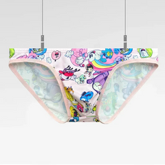 details of pink Men’s Toon Riot Swim Bikini Briefs – pridevoyageshop.com – gay men’s sexy swim briefs, trunks, board shorts, and bikinis