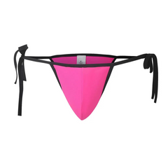 details of pink Men’s Werk It Tie-Up Swim Bikini Thong – pridevoyageshop.com – gay men’s sexy swim briefs, trunks, board shorts, and bikinis