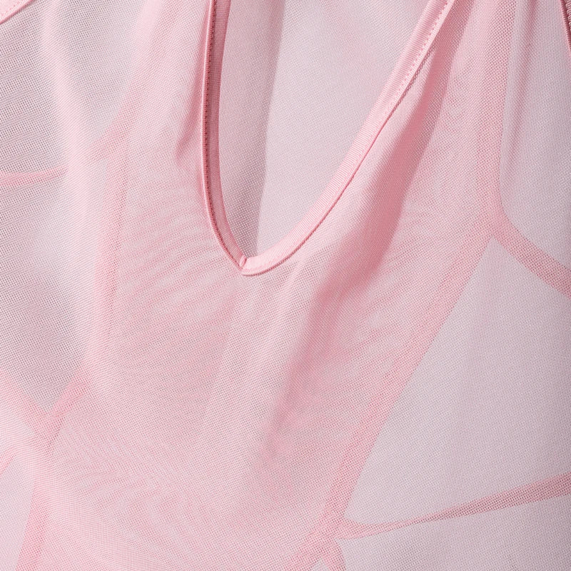 details of pink Night Shift Keyhole Halter Bodysuit flat lay with halter neckline and front keyhole cut-out – pridevoyageshop.com – gay men’s harness, lingerie and fetish wear