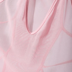 details of pink Night Shift Keyhole Halter Bodysuit flat lay with halter neckline and front keyhole cut-out – pridevoyageshop.com – gay men’s harness, lingerie and fetish wear