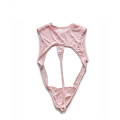 details of pink Serving Boy Open-Torso Mesh Bodysuit – pridevoyageshop.com – gay men’s harness, lingerie and fetish wear
