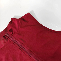 details of red Aerobicide Zip-Access Bodysuit – pridevoyageshop.com – gay men’s harness, lingerie and fetish wear