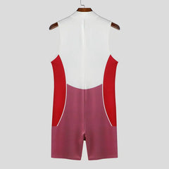 details of red Men’s Legacy 23 Varsity Zip Bodysuit – pridevoyageshop.com – gay men’s harness, lingerie and fetish wear