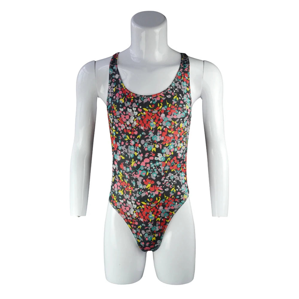 details of red lace racerback bodysuit with floral pattern and smooth stretch mesh – pridevoyageshop.com – gay men’s harness, lingerie and fetish wear