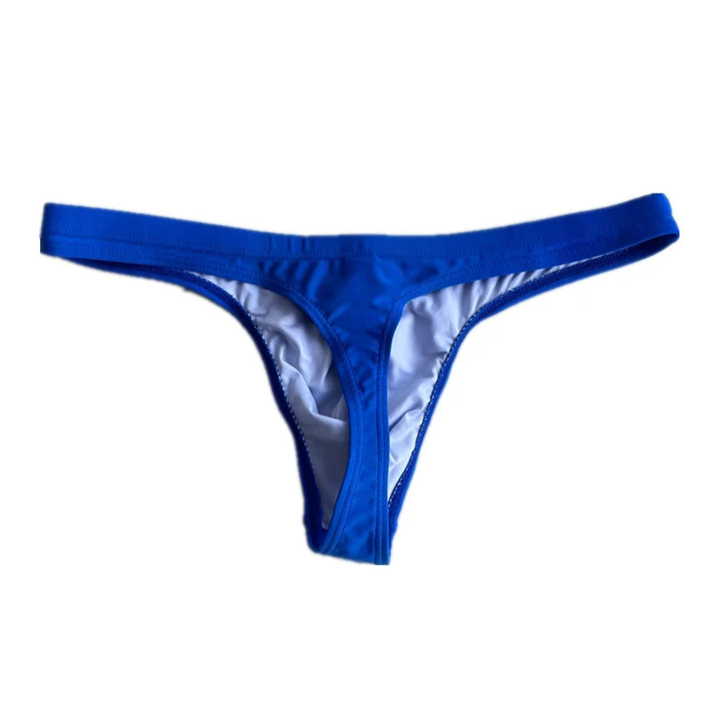 details of royal blue Men’s Fire Island Cabana Swim Bikini Thong – pridevoyageshop.com – gay men’s sexy swim briefs, trunks, board shorts, and bikinis