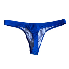 details of royal blue Men’s Fire Island Cabana Swim Bikini Thong – pridevoyageshop.com – gay men’s sexy swim briefs, trunks, board shorts, and bikinis