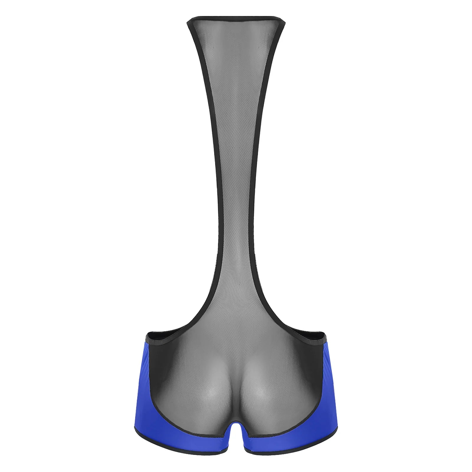 details of royal blue Men’s Glimpse Cutout Mesh Singlet – pridevoyageshop.com – gay men’s harness, lingerie and fetish wear