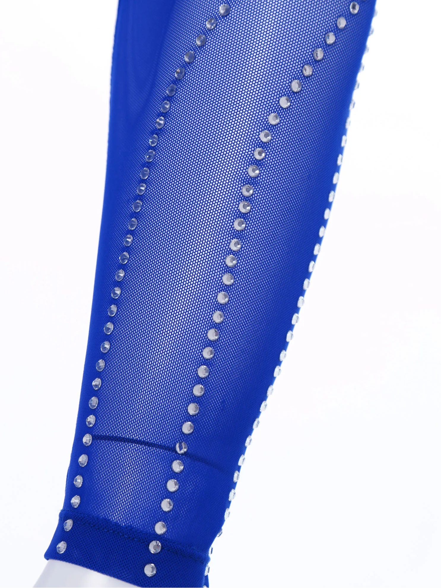 details of royal blue Men’s Night Vision Rhinestone Mesh Bodysuit – pridevoyageshop.com – gay men’s harness, lingerie and fetish wear