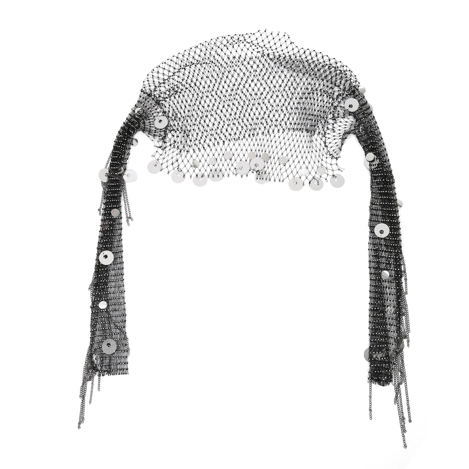 details of silver Men’s Glimmer Shatter Mesh Bolero – pridevoyageshop.com – gay men’s harness, lingerie and fetish wear