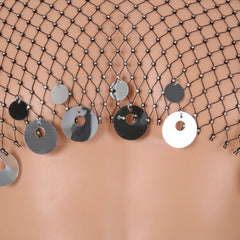 details of silver Men’s Glimmer Shatter Mesh Bolero – pridevoyageshop.com – gay men’s harness, lingerie and fetish wear