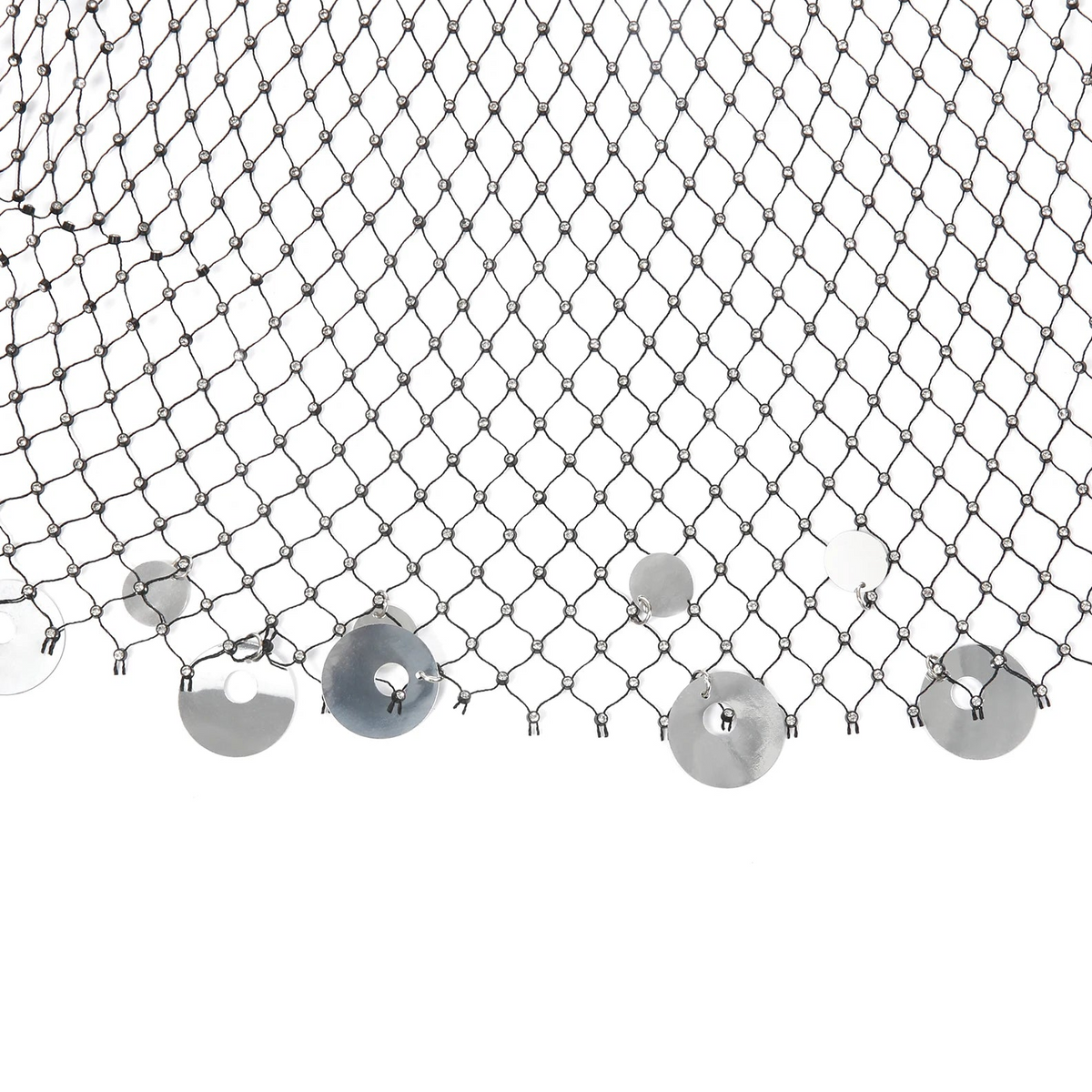 details of silver Men’s Glimmer Shatter Mesh Bolero – pridevoyageshop.com – gay men’s harness, lingerie and fetish wear