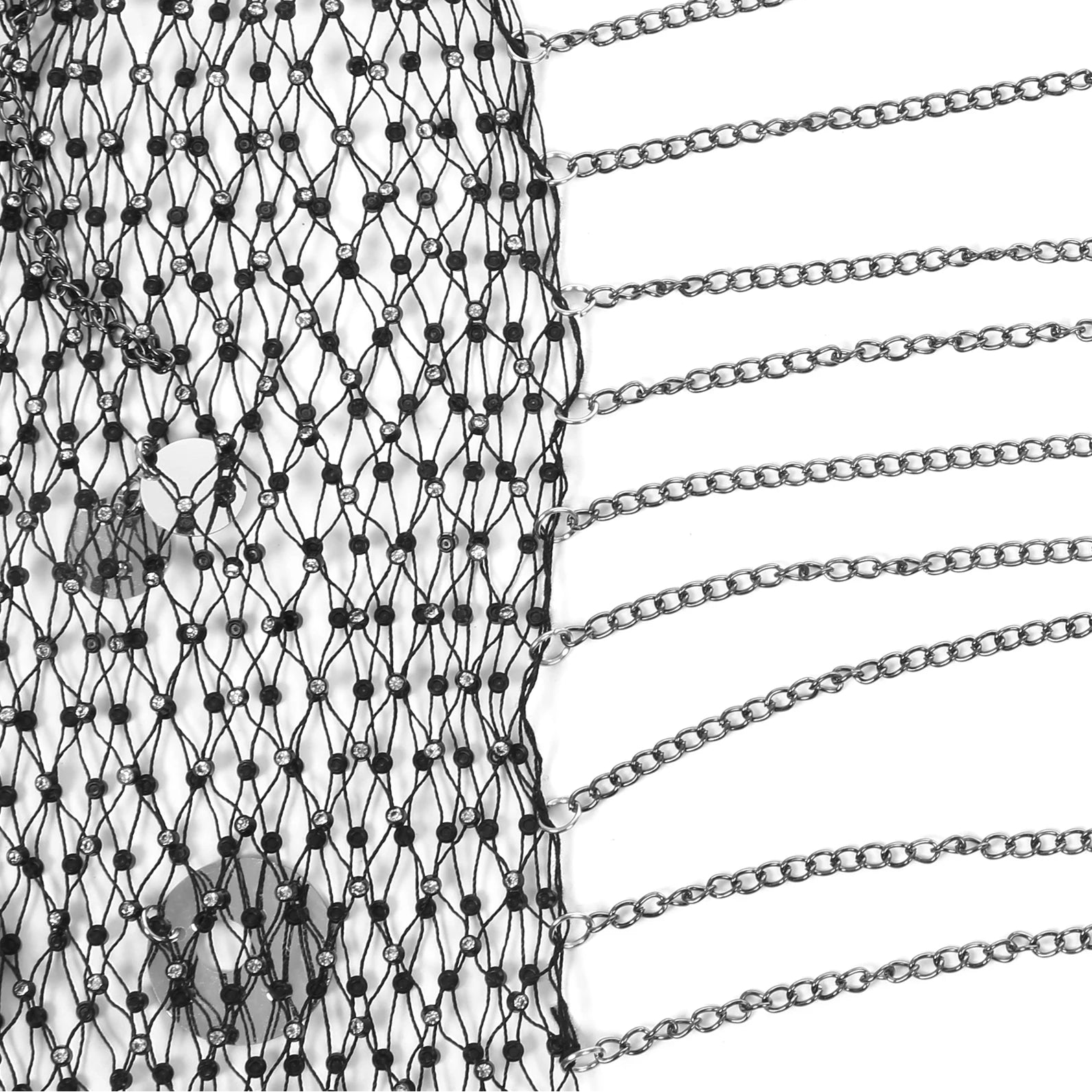 details of silver Men’s Glimmer Shatter Mesh Bolero – pridevoyageshop.com – gay men’s harness, lingerie and fetish wear