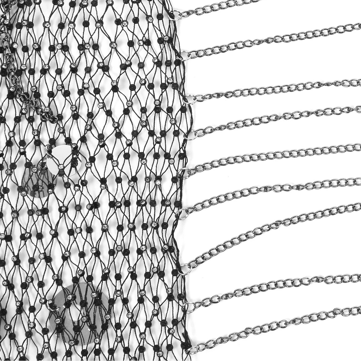 details of silver Men’s Glimmer Shatter Mesh Bolero – pridevoyageshop.com – gay men’s harness, lingerie and fetish wear