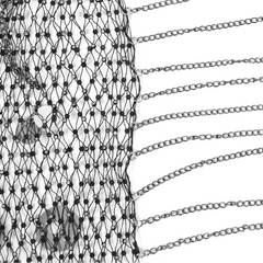 details of silver Men’s Glimmer Shatter Mesh Bolero – pridevoyageshop.com – gay men’s harness, lingerie and fetish wear