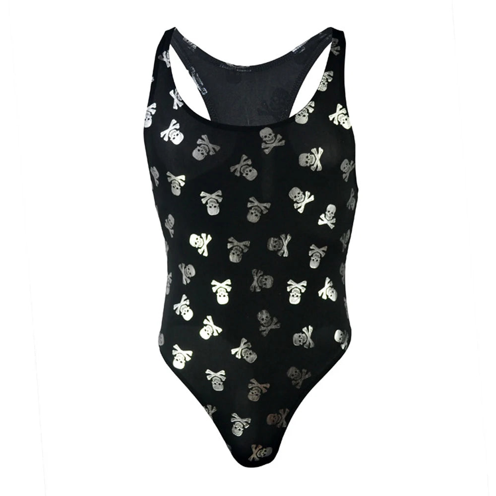 details of silver Poison Kiss Racerback Leotard – pridevoyageshop.com – gay men’s harness, lingerie and fetish wear