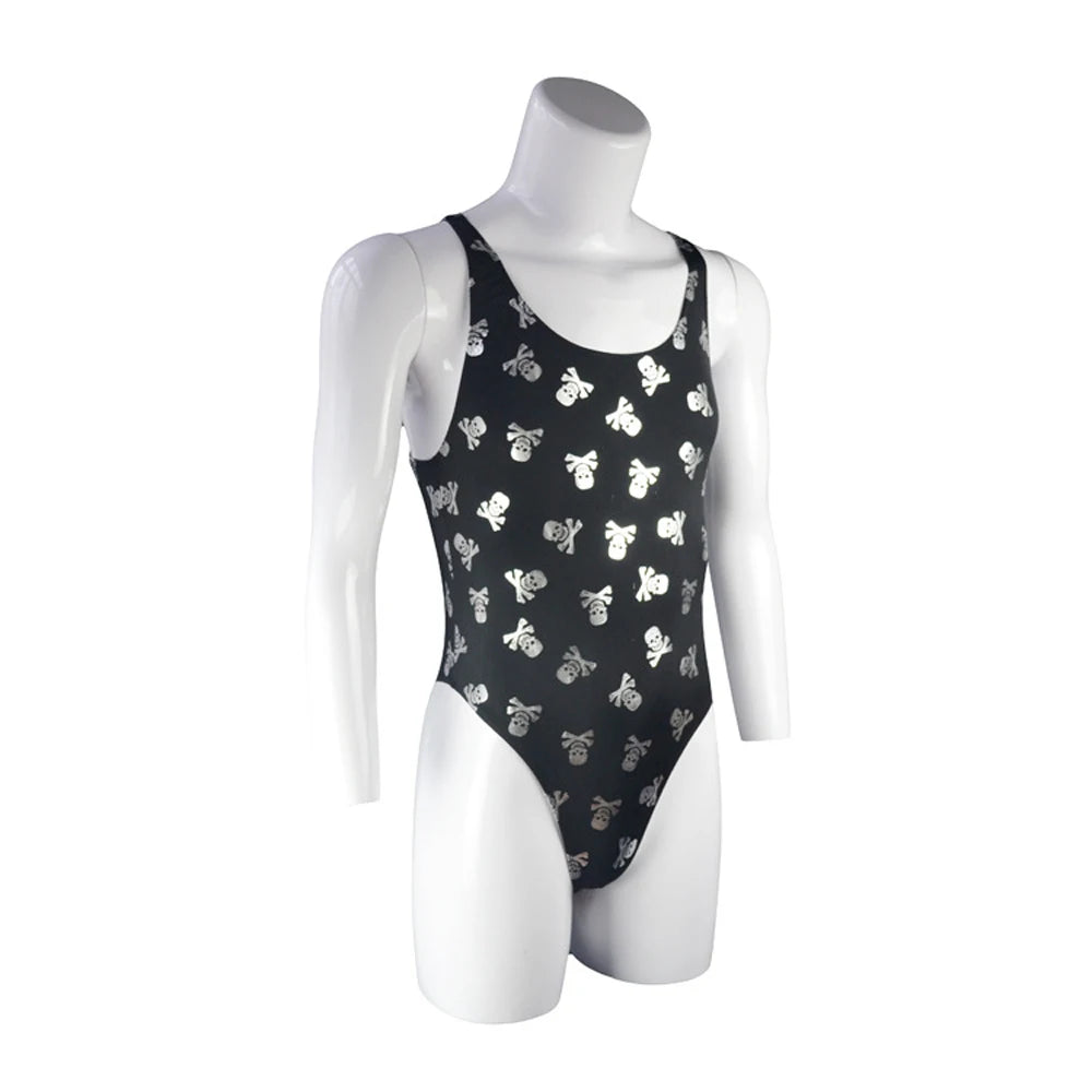 details of silver Poison Kiss Racerback Leotard – pridevoyageshop.com – gay men’s harness, lingerie and fetish wear
