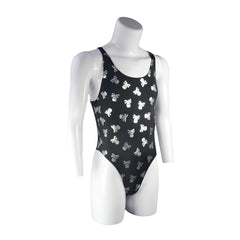details of silver Poison Kiss Racerback Leotard – pridevoyageshop.com – gay men’s harness, lingerie and fetish wear