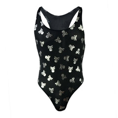 details of silver Poison Kiss Racerback Leotard – pridevoyageshop.com – gay men’s harness, lingerie and fetish wear