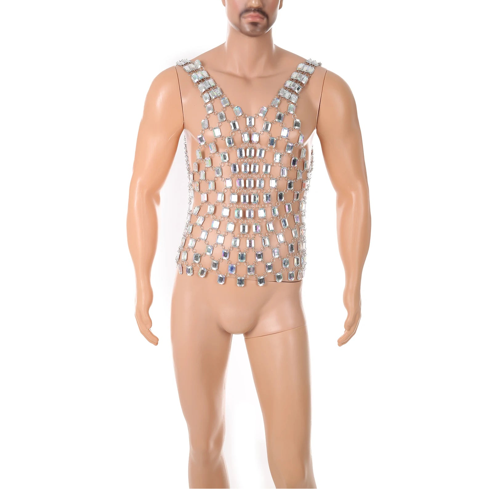 details of top Men’s Diamond Starlight Chain Tank – pridevoyageshop.com – gay men’s harness, lingerie and fetish wear