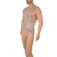 details of top Men’s Diamond Starlight Chain Tank – pridevoyageshop.com – gay men’s harness, lingerie and fetish wear
