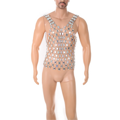 details of top Men’s Diamond Starlight Chain Tank – pridevoyageshop.com – gay men’s harness, lingerie and fetish wear