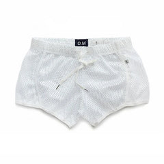 details of white DM Men’s Trade Bait See-Thru Mesh Shorts – pridevoyageshop.com – gay men’s sexy swim briefs, trunks, board shorts, and bikinis