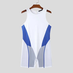 details of white Ground Zero Geo-Panel Singlet – pridevoyageshop.com – gay men’s harness, lingerie and fetish wear