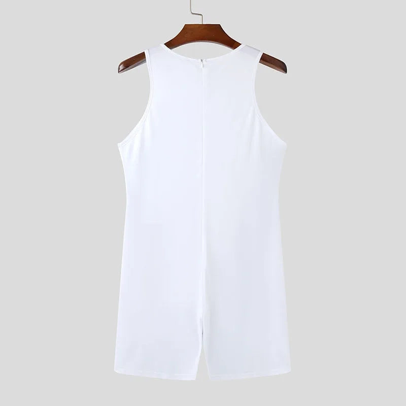 details of white Ground Zero Geo-Panel Singlet – pridevoyageshop.com – gay men’s harness, lingerie and fetish wear