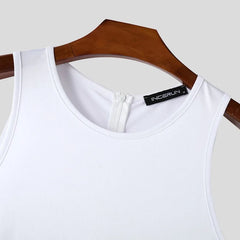 details of white Ground Zero Geo-Panel Singlet – pridevoyageshop.com – gay men’s harness, lingerie and fetish wear