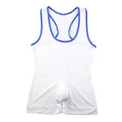details of white Men’s Adrenaline Neon-Trim Wave Singlet – pridevoyageshop.com – gay men’s harness, lingerie and fetish wear