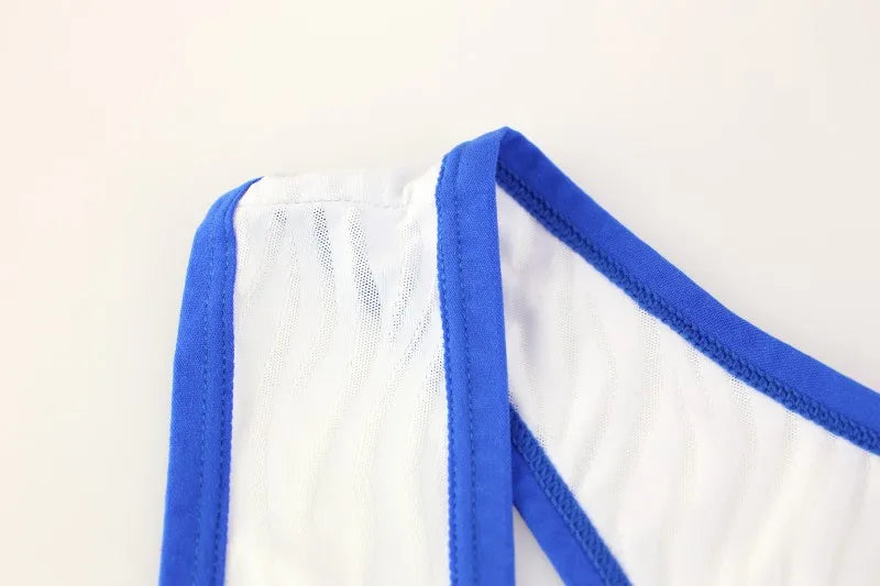 details of white Men’s Adrenaline Neon-Trim Wave Singlet – pridevoyageshop.com – gay men’s harness, lingerie and fetish wear